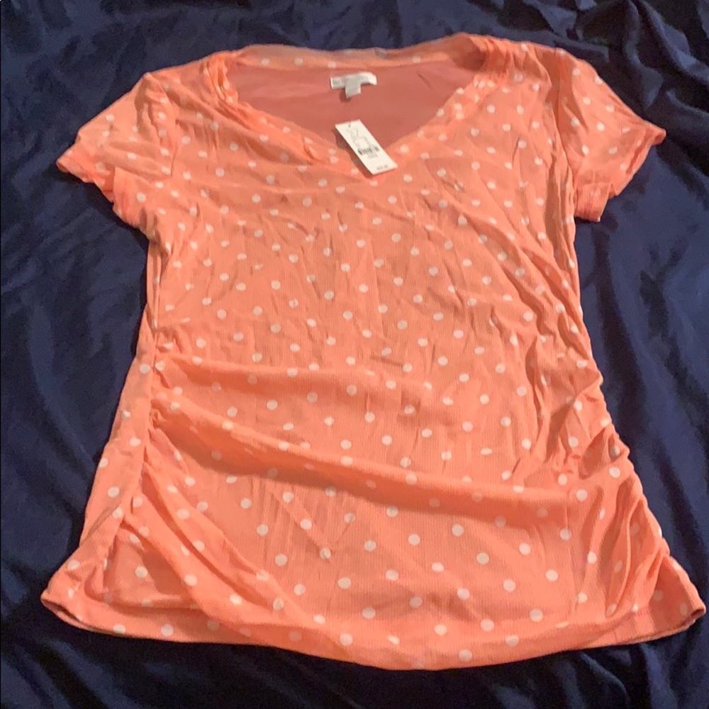 NYC coral polka dot T-shirt